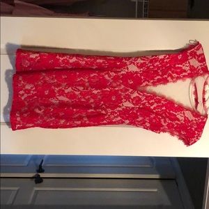 Red cocktail dress.